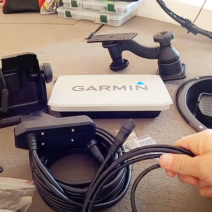 Garmin 122SV on bow mount with LiveScope sonar display